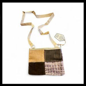 Handmade Crossbody Bag Repurposed Faux Fur Textured Material NWT